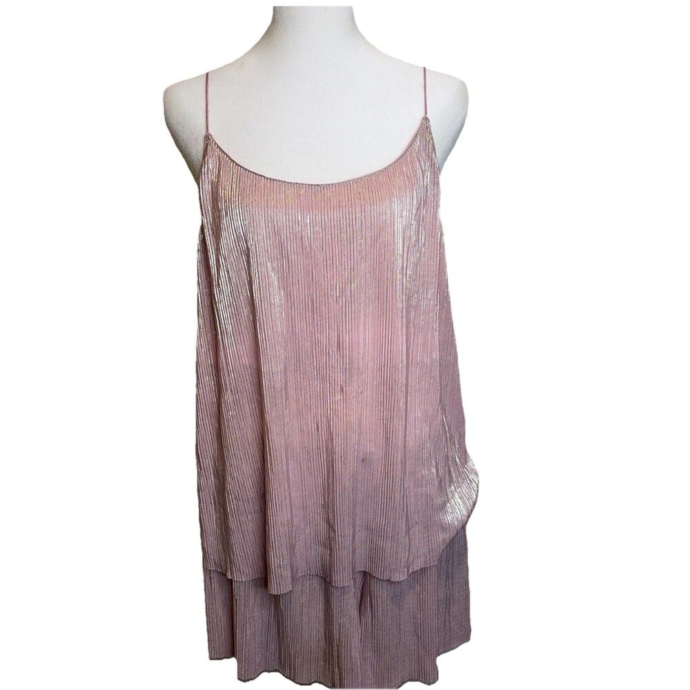 Victoria's Secret Pajama Set Sz L Pink Cami Tank Top & Shorts Sparkly Barbiecore